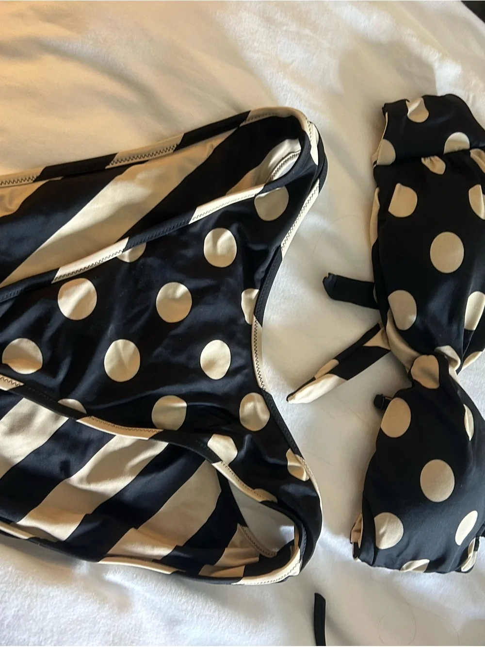 J. Crew Black and Beige Twist-Front Bikini Set (top and bottom)